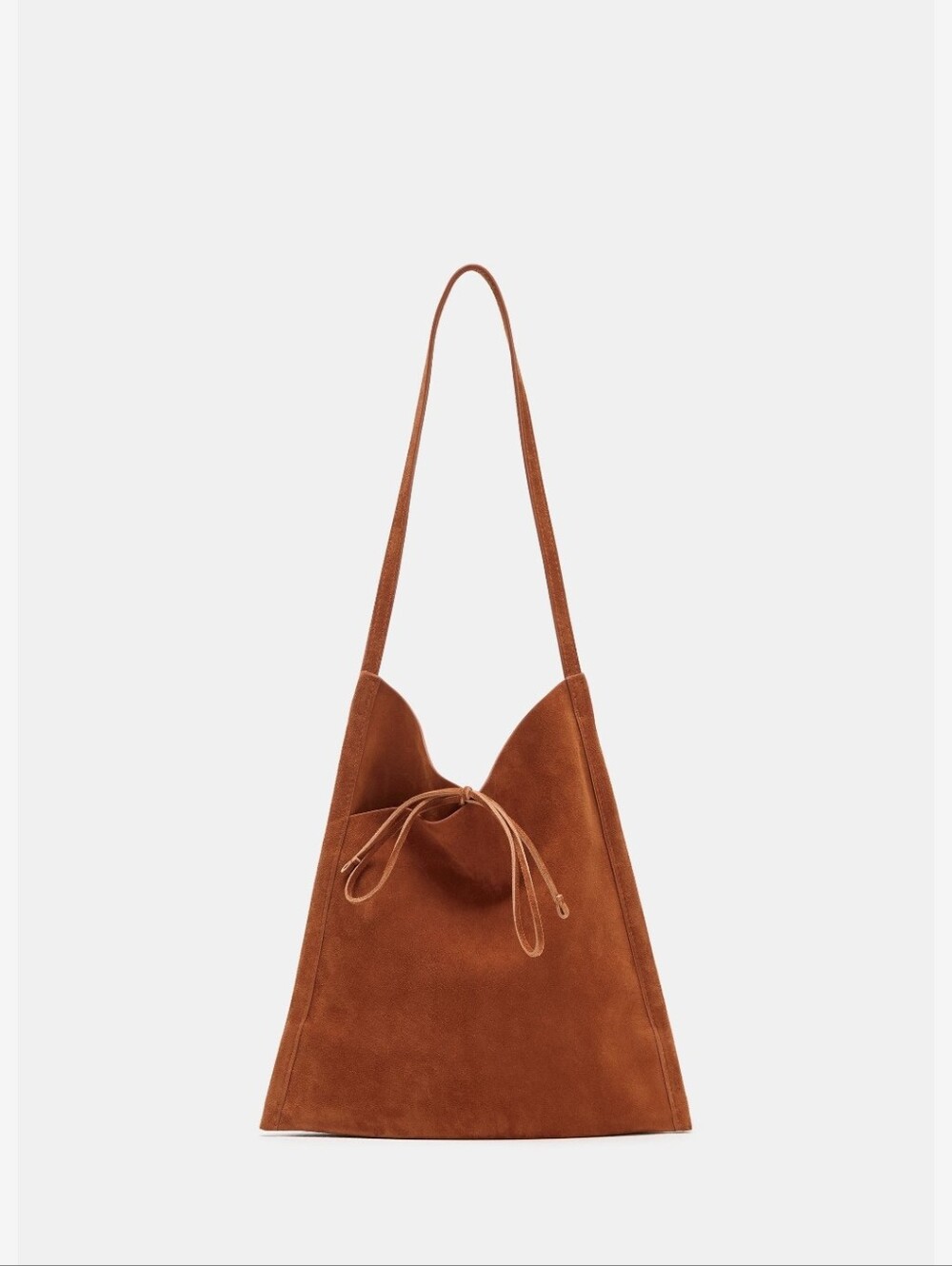 Flat Leather Mini Bag With Tie Closure